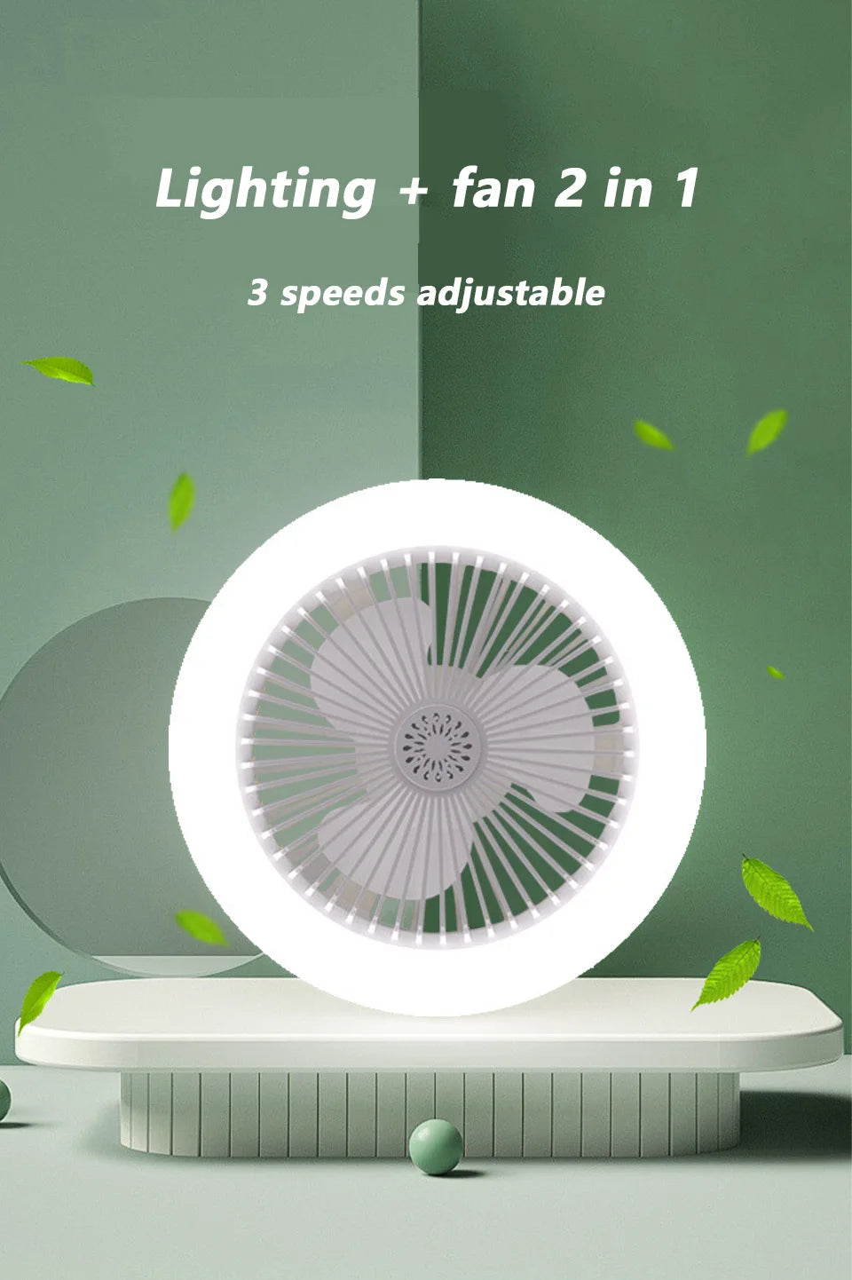 Modern Indoor 30W Ceiling Fan Lamp 360°Rotating with Remote Control E27 Living Room Bedroom Lighting LED Decorative Lights 2in1