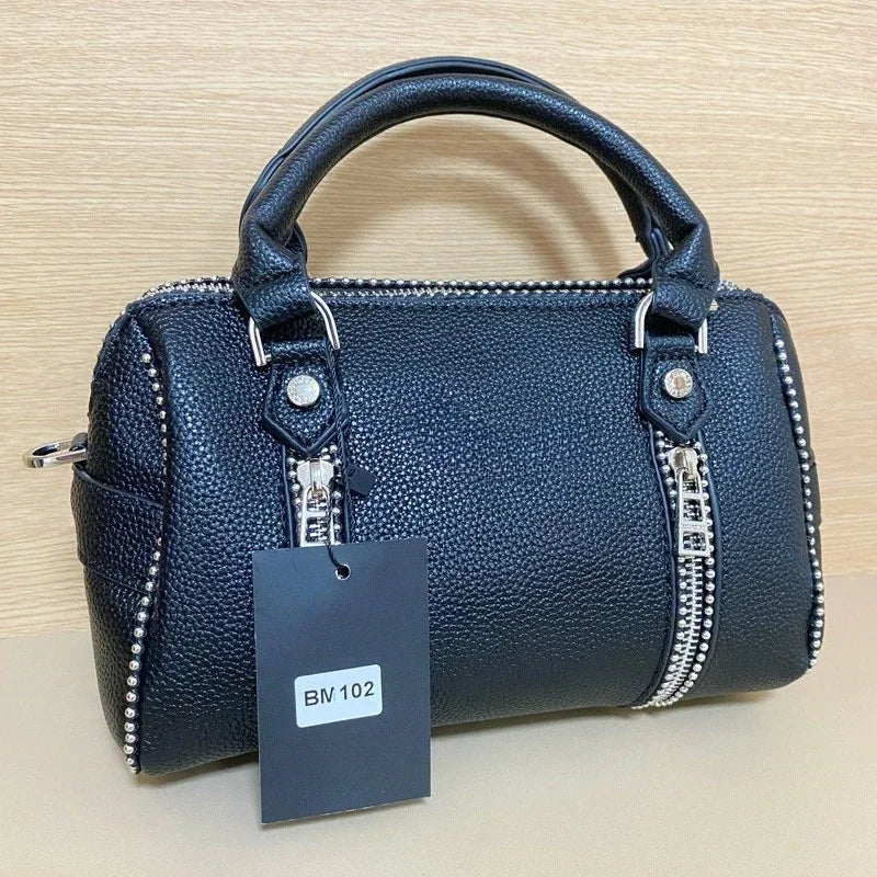 2025 nouveau zv haute qualité Y2K Lychee noir sac à bandoulière en cuir femmes seau sac oreiller sac