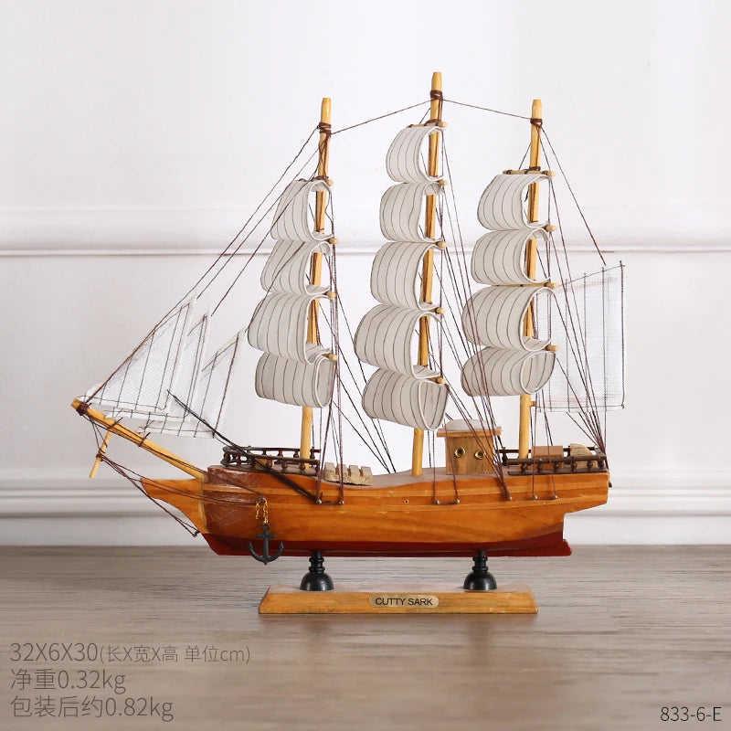 Wooden Sailboat Model home decor Mediterranean Style Home Decoration Accessories Creative Decoration Room Decor Birthday Gift