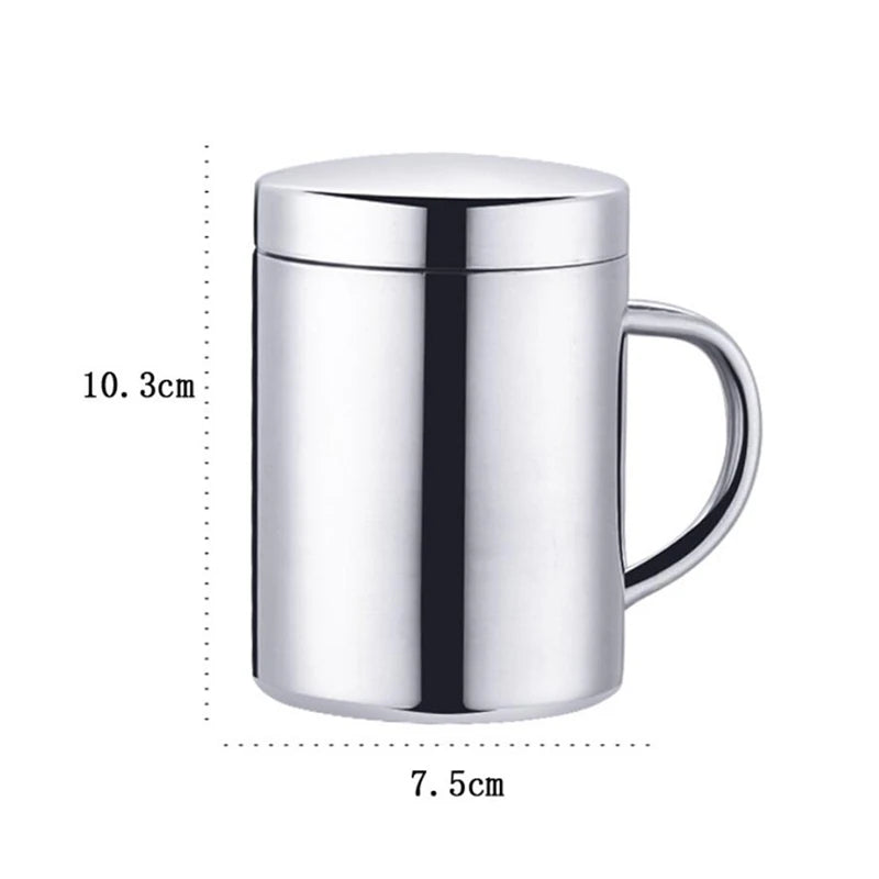 400ML Double Wall Anti Scalding Coffee Mug Insulated Portable Stainless Drink Cup Drinking Cup Steel Polishing Beer Tea Juice