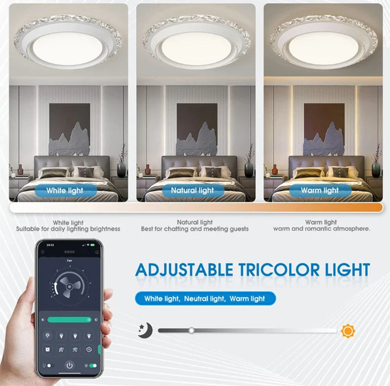 Modern Bladeless Ceiling Fan Lamps Bedroom Round Vaneless Ceiling Lamp Fan Remote Dimmable Bladeless ventilate Fan Circulator