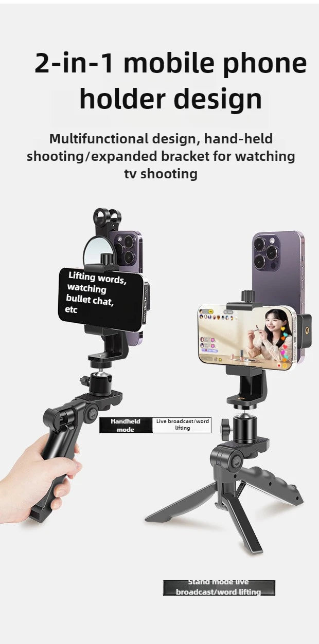Phone Teleprompter Prompter Clip for Phone Live Broadcast Desktop Handheld Stand Video Subtitle Speech Read Tripod Accessories