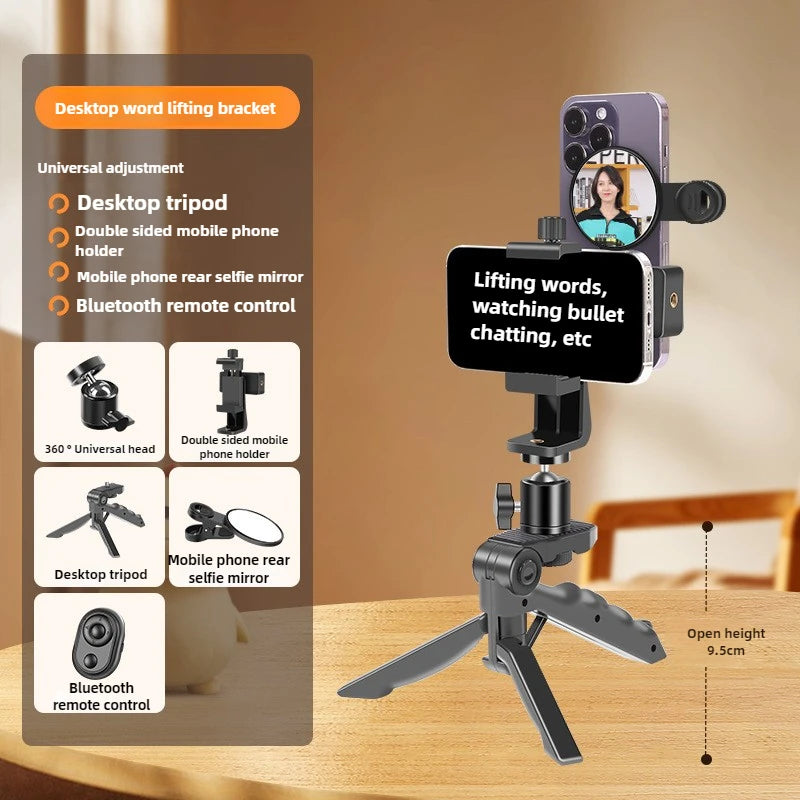 Phone Teleprompter Prompter Clip for Phone Live Broadcast Desktop Handheld Stand Video Subtitle Speech Read Tripod Accessories