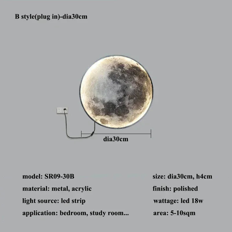 Modern 3D Moon Led Wall Lamp Living Room Background Light Home Decor Lamparas Bedroom Bedside Lighting Corridor Sconce Luminaire