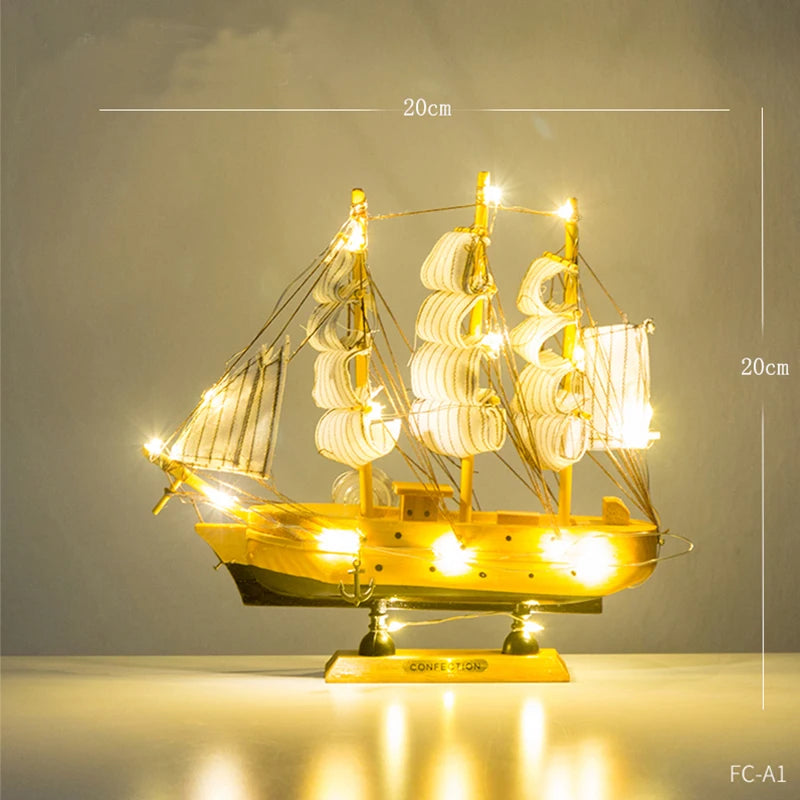Wooden Sailboat Model home decor Mediterranean Style Home Decoration Accessories Creative Decoration Room Decor Birthday Gift