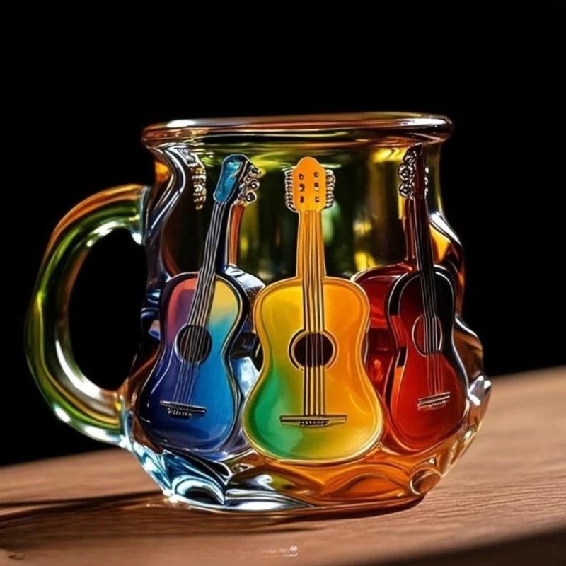 Design Guitar Art Mug Aesthetic Luxury Household Beer Mugs Hand Painting Cute Mugs Creative Birthday Gift Wedding Decoration