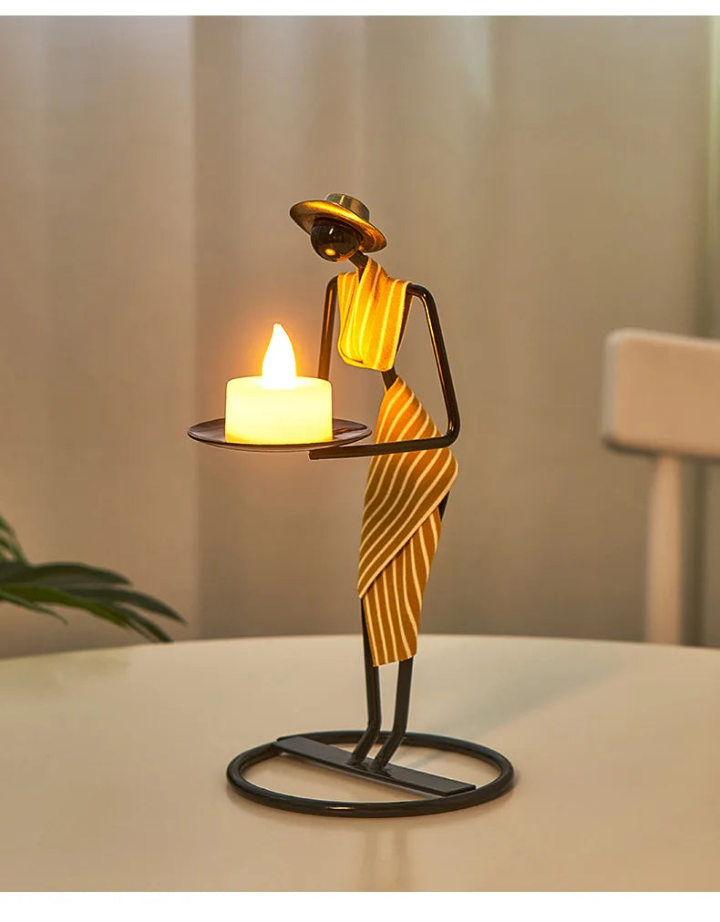Rustic Wedding Table Centerpiece Decor Living Room Human Figurines Candlestick Gifts Candle Holders Home Decoration Accessories