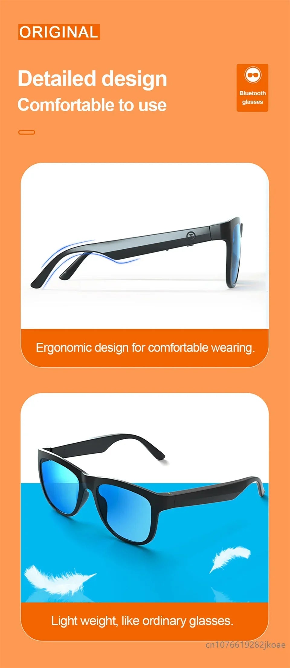 Original Lecoo C8 Glasses Earphones Wireless Bluetooth 5.0 Sunglasses Outdoor Sport Cycling Earbuds HiFi Stereo Music Headphones