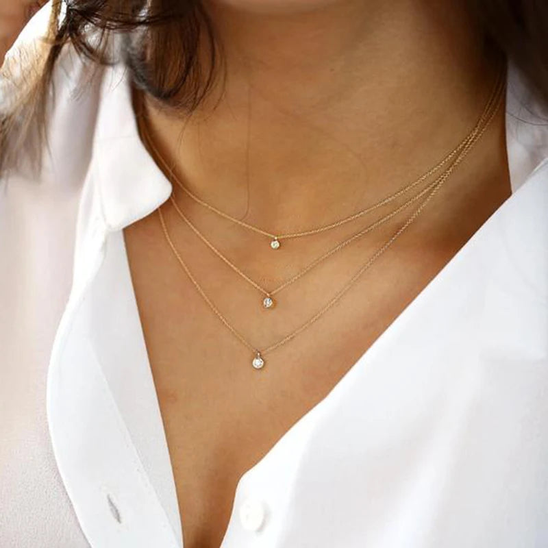 CANNER 925 Sterling Silver Necklace Women Cubic Zirconia Necklace Jewelry CZ Crystal Choker Necklace Gold Color Collier H40