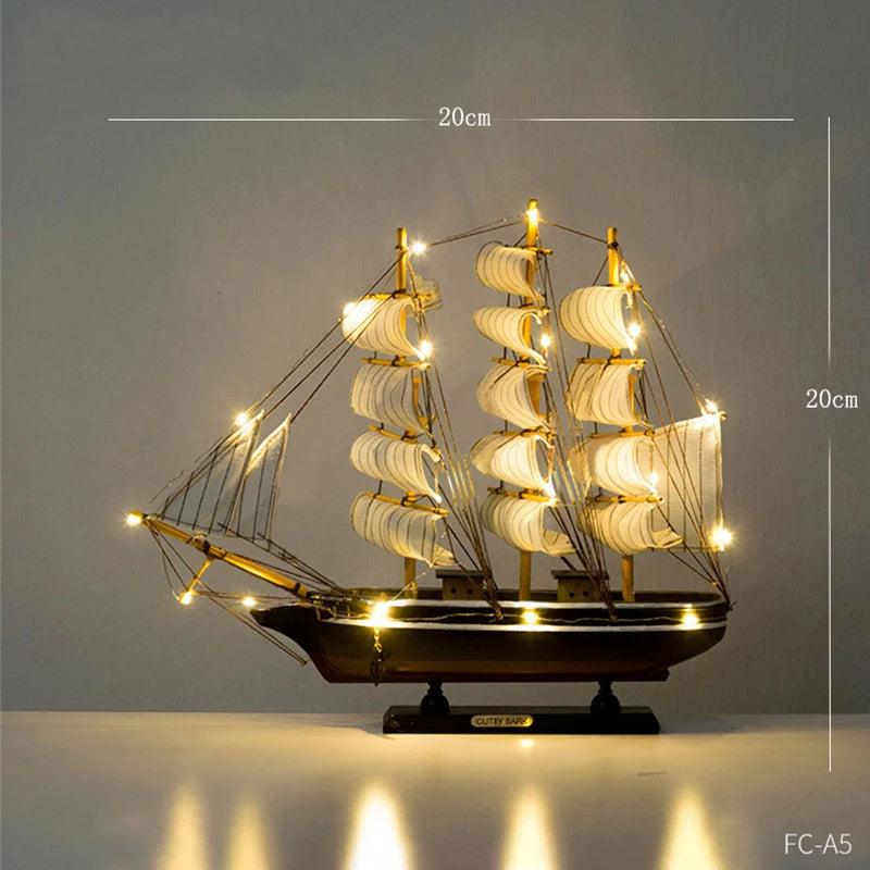Wooden Sailboat Model home decor Mediterranean Style Home Decoration Accessories Creative Decoration Room Decor Birthday Gift