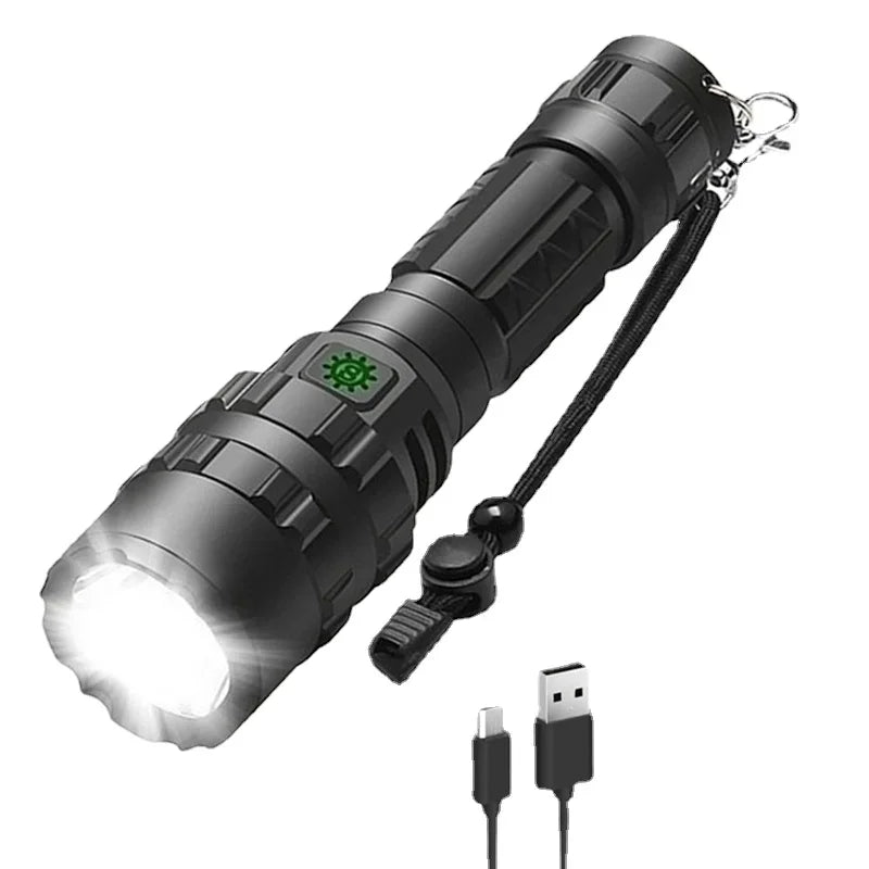LED Tactical Hunting Torch Flashlight L2 18650 Aluminum Waterproof Outdoor Lighting with Gun Mount +Switch USB Rechargeable Lamp