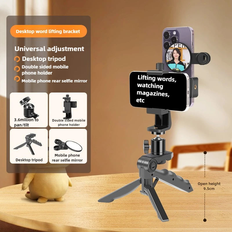 Phone Teleprompter Prompter Clip for Phone Live Broadcast Desktop Handheld Stand Video Subtitle Speech Read Tripod Accessories