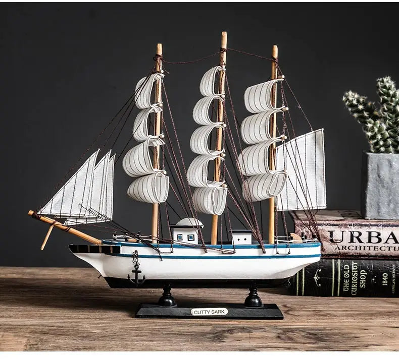 Wooden Sailboat Model home decor Mediterranean Style Home Decoration Accessories Creative Decoration Room Decor Birthday Gift