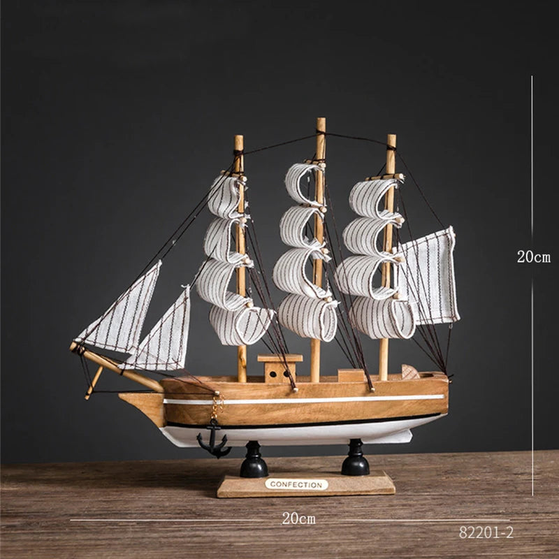 Wooden Sailboat Model home decor Mediterranean Style Home Decoration Accessories Creative Decoration Room Decor Birthday Gift