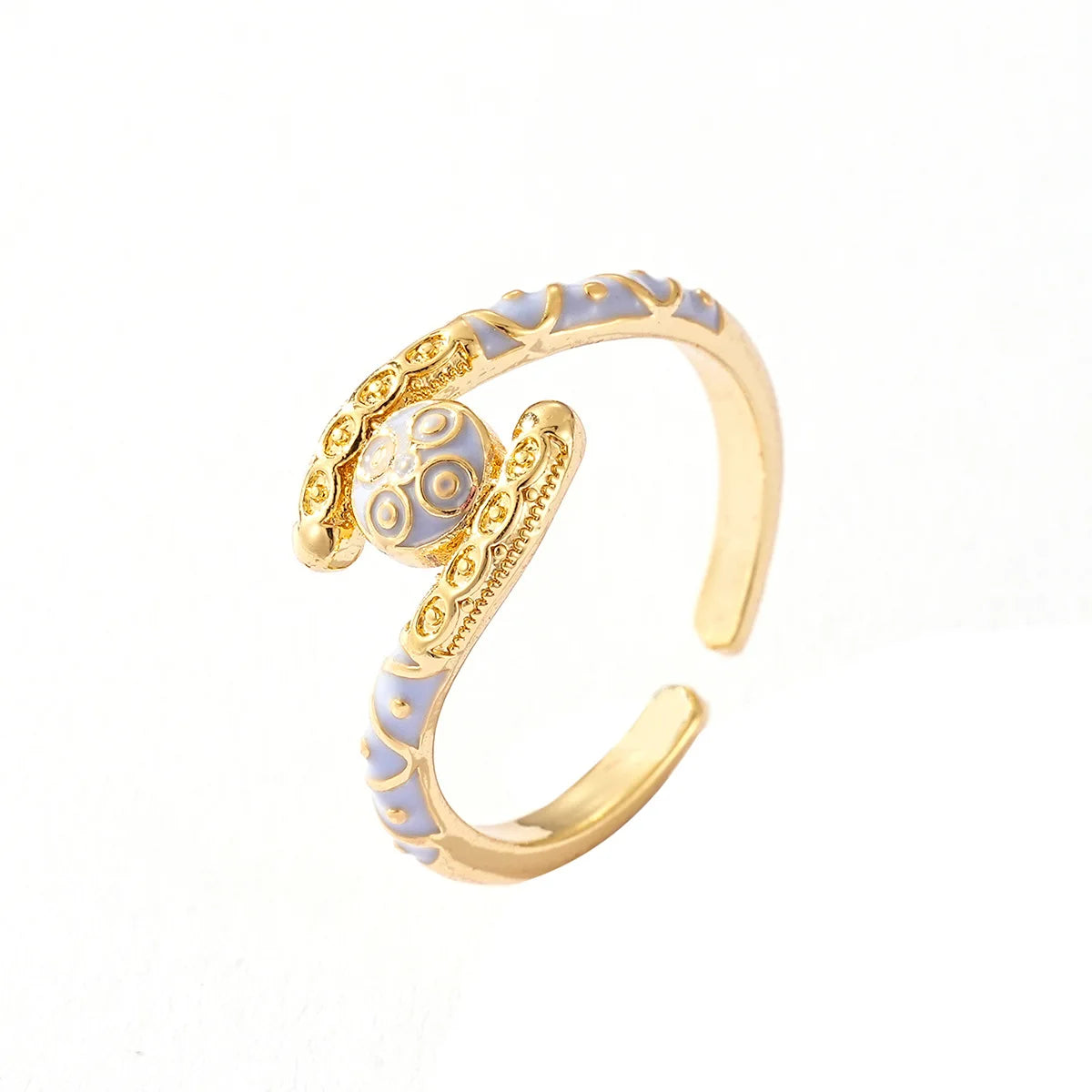 Ajojewel Golden Dubai Bride Jewelry Set Blue Enamel Bangle Ring Adjustable Bangles For Woman 2024