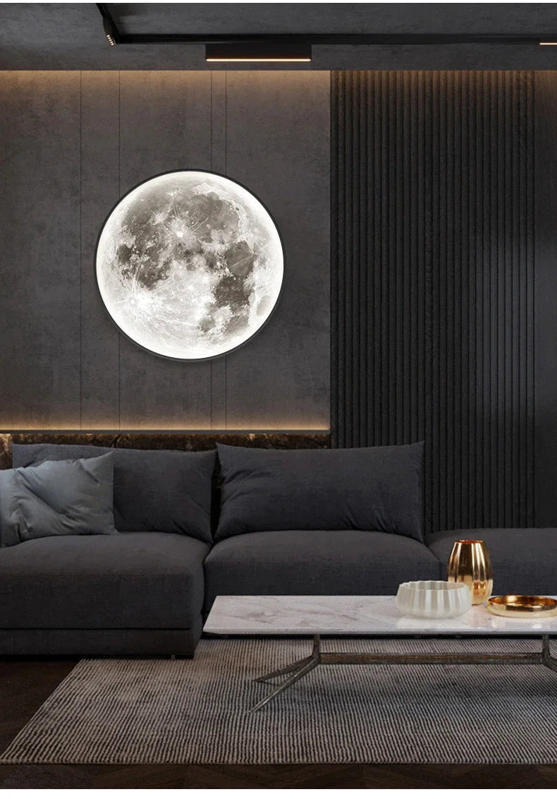 Modern 3D Moon Led Wall Lamp Living Room Background Light Home Decor Lamparas Bedroom Bedside Lighting Corridor Sconce Luminaire