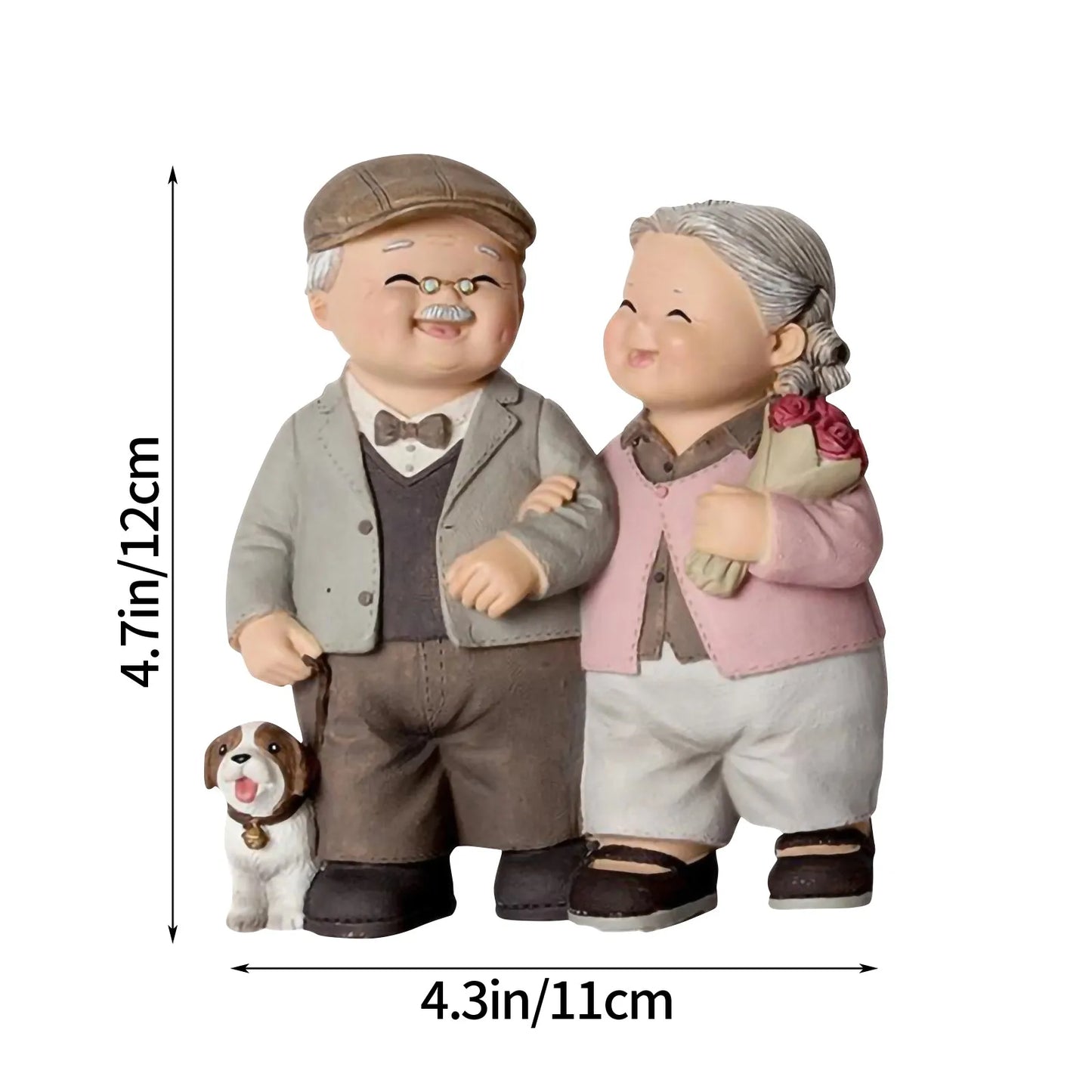 Cute Mini Grandpa Grandma Walking Decoration Desktop Ornament Suitable As An Unforgettable Wedding Anniversary Gift