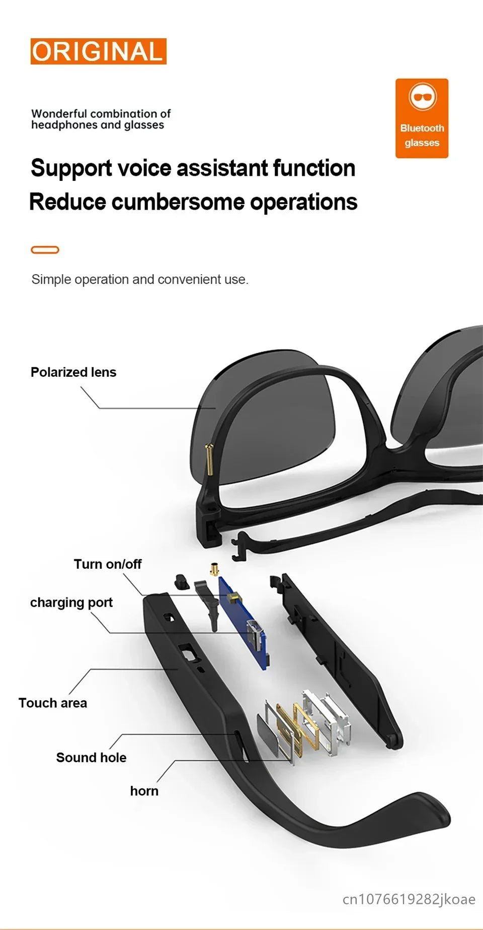 Original Lecoo C8 Glasses Earphones Wireless Bluetooth 5.0 Sunglasses Outdoor Sport Cycling Earbuds HiFi Stereo Music Headphones