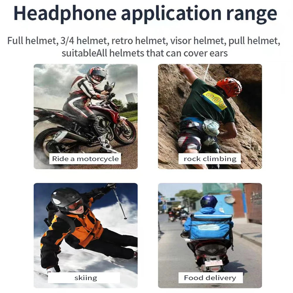 Bluetooth Motorcycle Helmet Headset BT5.0 Wireless Riding Headphone Anti-interference Motor Bike Handsfree Helmet Headsets