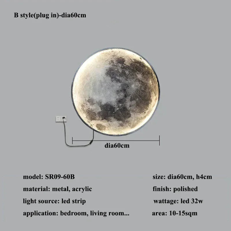 Modern 3D Moon Led Wall Lamp Living Room Background Light Home Decor Lamparas Bedroom Bedside Lighting Corridor Sconce Luminaire