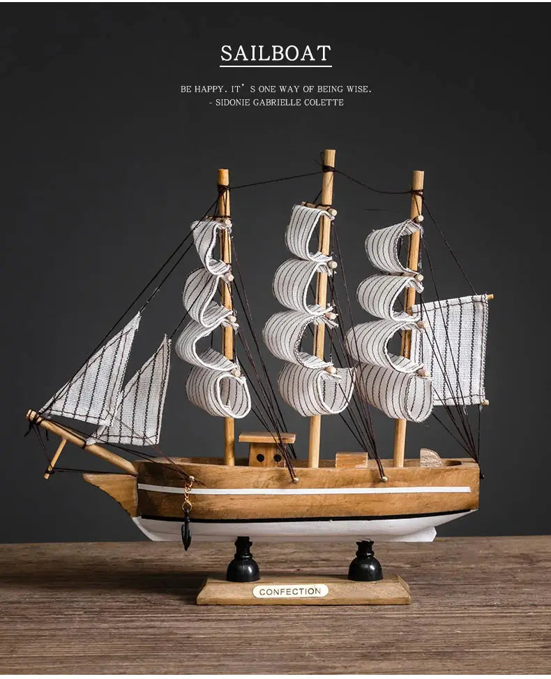 Wooden Sailboat Model home decor Mediterranean Style Home Decoration Accessories Creative Decoration Room Decor Birthday Gift
