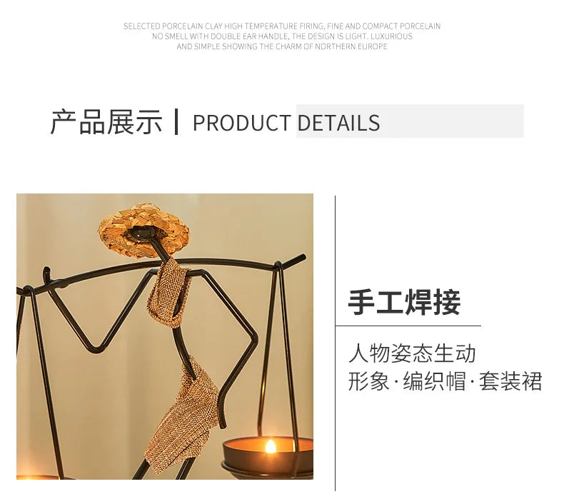 Rustic Wedding Table Centerpiece Decor Living Room Human Figurines Candlestick Gifts Candle Holders Home Decoration Accessories