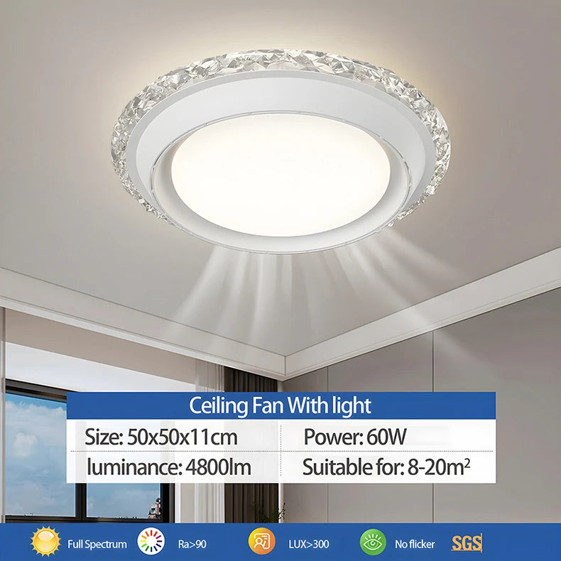 Modern Bladeless Ceiling Fan Lamps Bedroom Round Vaneless Ceiling Lamp Fan Remote Dimmable Bladeless ventilate Fan Circulator