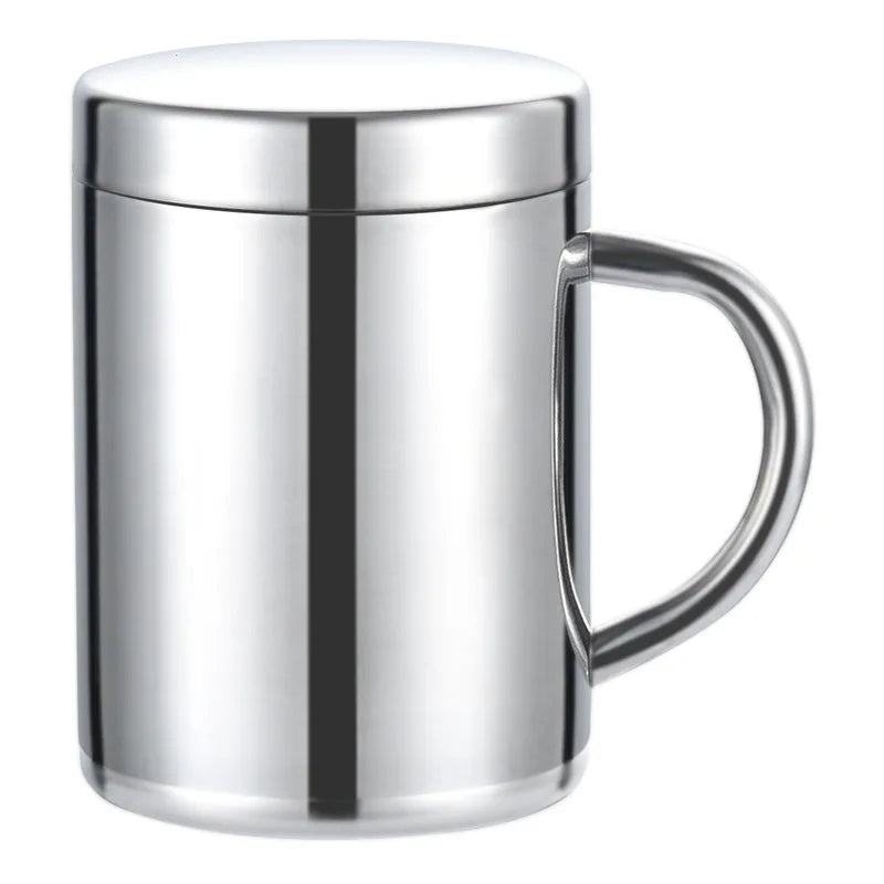 400ML Double Wall Anti Scalding Coffee Mug Insulated Portable Stainless Drink Cup Drinking Cup Steel Polishing Beer Tea Juice