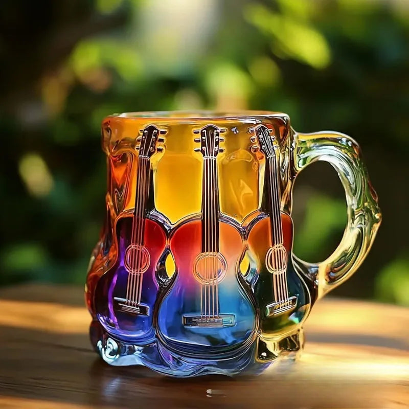 Design Guitar Art Mug Aesthetic Luxury Household Beer Mugs Hand Painting Cute Mugs Creative Birthday Gift Wedding Decoration