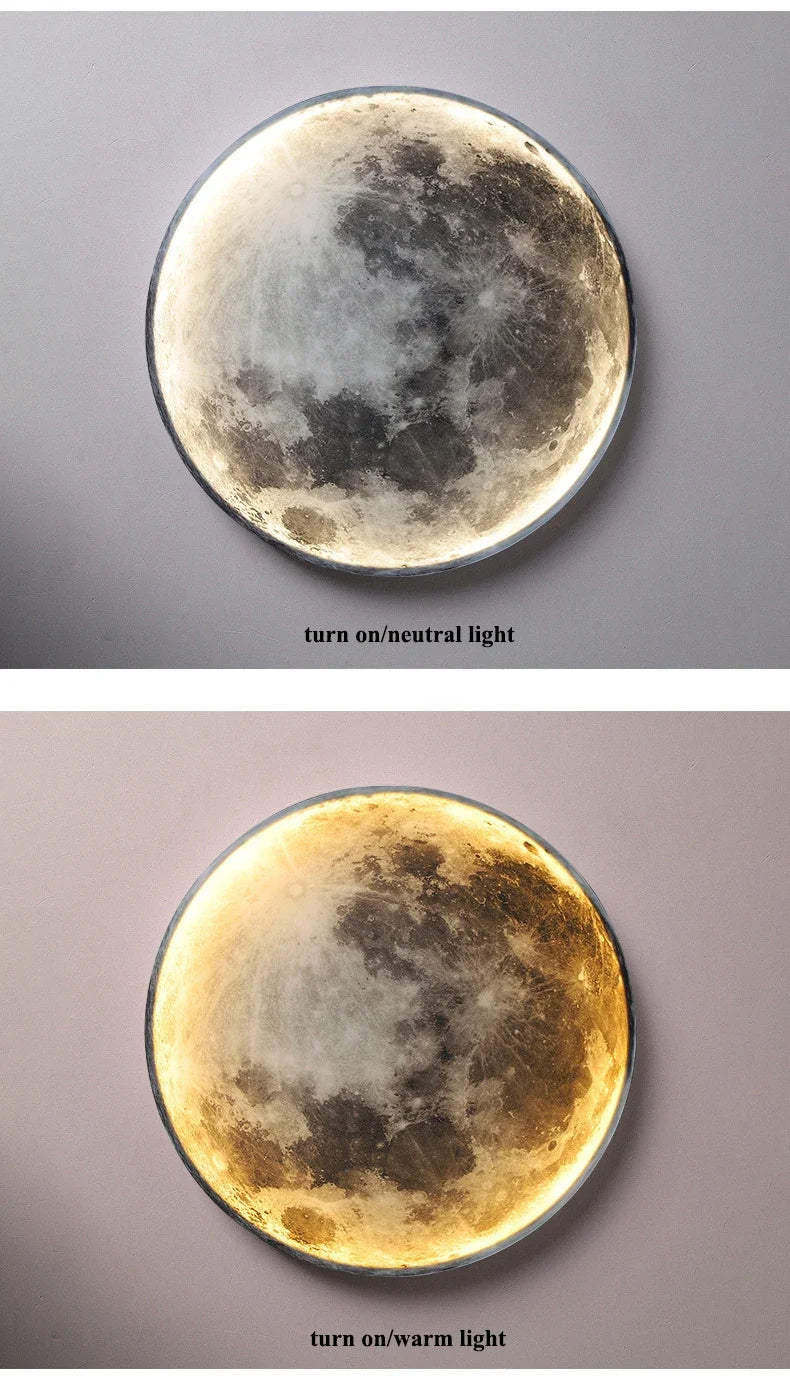 Modern 3D Moon Led Wall Lamp Living Room Background Light Home Decor Lamparas Bedroom Bedside Lighting Corridor Sconce Luminaire