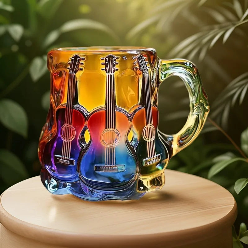 Design Guitar Art Mug Aesthetic Luxury Household Beer Mugs Hand Painting Cute Mugs Creative Birthday Gift Wedding Decoration