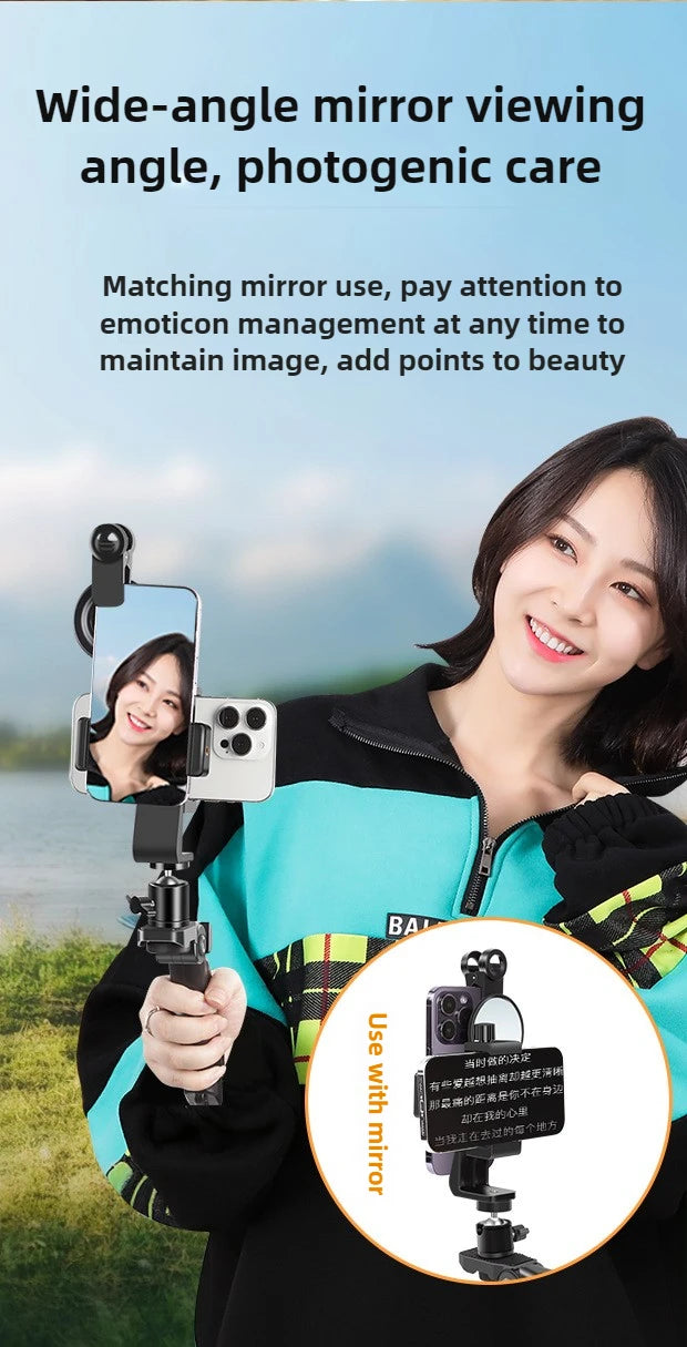 Phone Teleprompter Prompter Clip for Phone Live Broadcast Desktop Handheld Stand Video Subtitle Speech Read Tripod Accessories