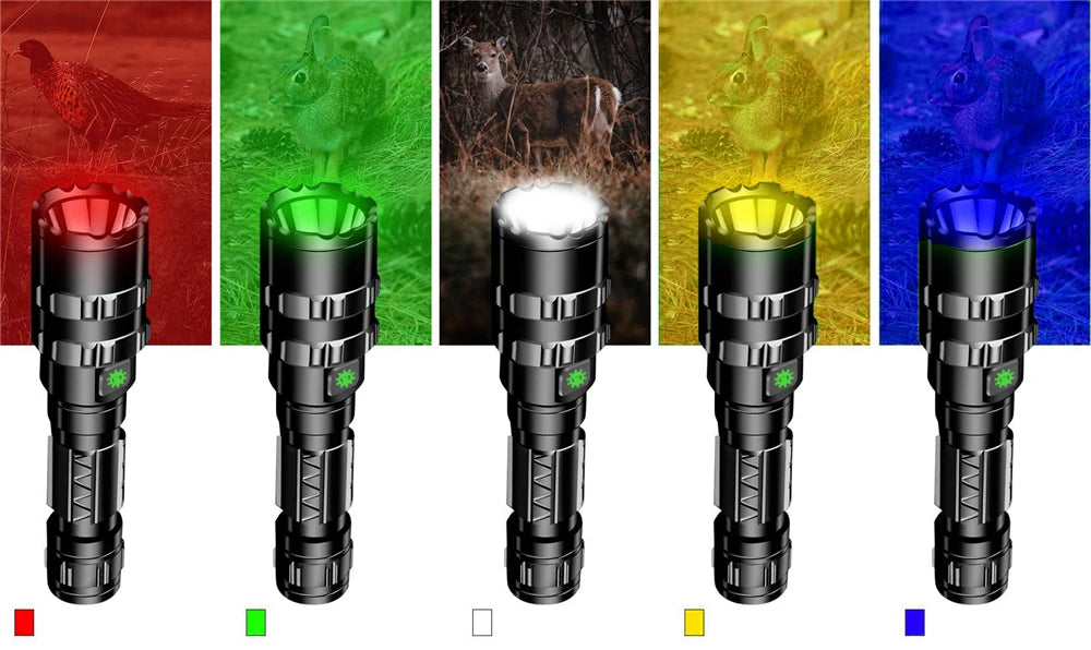LED Tactical Hunting Torch Flashlight L2 18650 Aluminum Waterproof Outdoor Lighting with Gun Mount +Switch USB Rechargeable Lamp