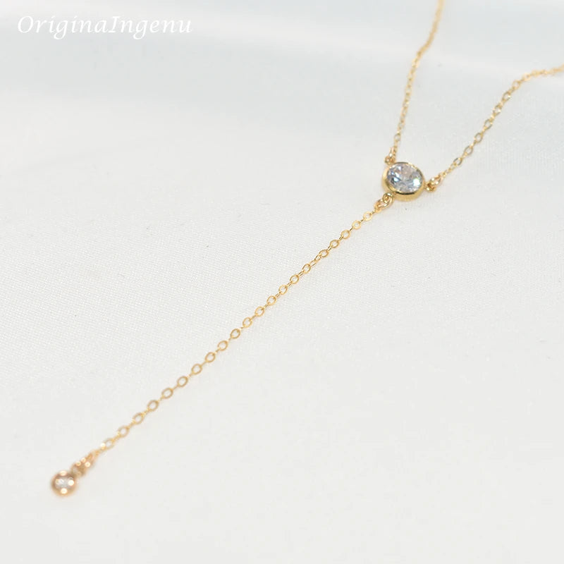 Gold Y Necklace Gold Filled Choker Handmade Jewelry Zircon Pendants Collier Femme Kolye Collares Boho Necklace For Women