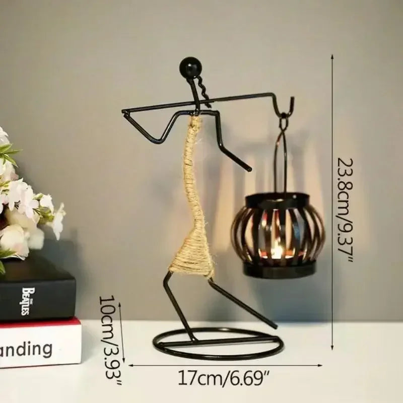 Rustic Wedding Table Centerpiece Decor Living Room Human Figurines Candlestick Gifts Candle Holders Home Decoration Accessories