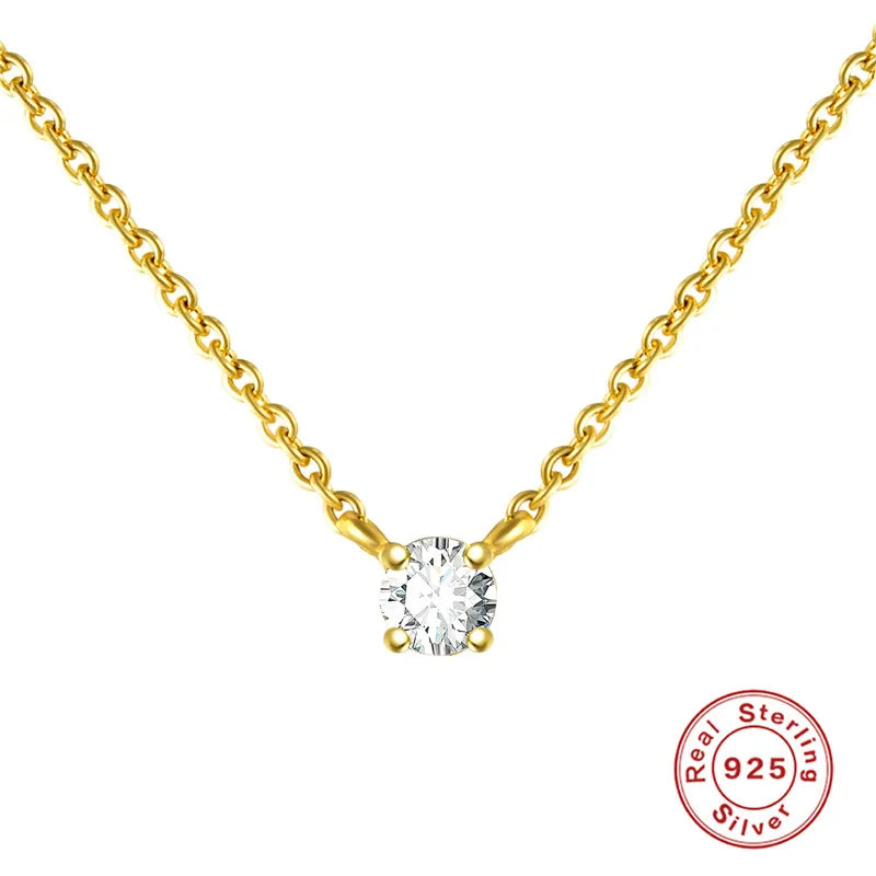 CANNER 925 Sterling Silver Necklace Women Cubic Zirconia Necklace Jewelry CZ Crystal Choker Necklace Gold Color Collier H40