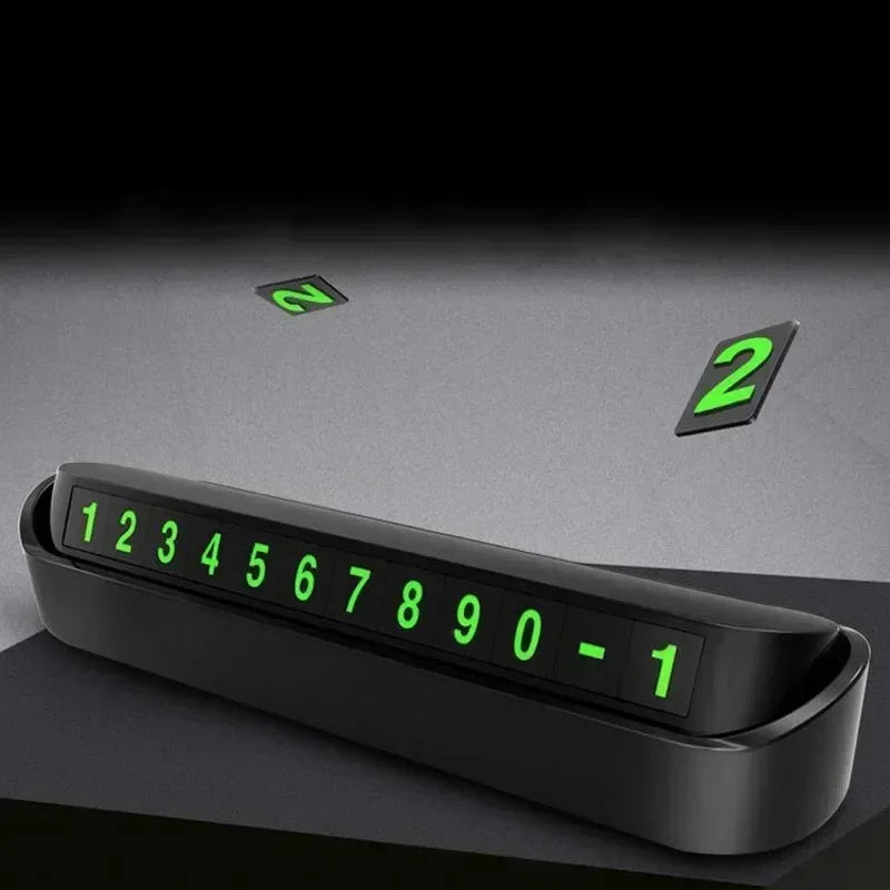 Car Accessories Mini Portable Telephone Number Plate With Switch Phone Number Business Card Temporary Parking Card Plate