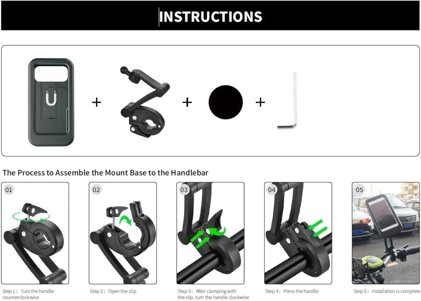 New Adjustable Retractable Bike Phone Holder 360° Rotating Waterproof Anti-Shock Bike/Motorcycle Phone Mount Touchscreen