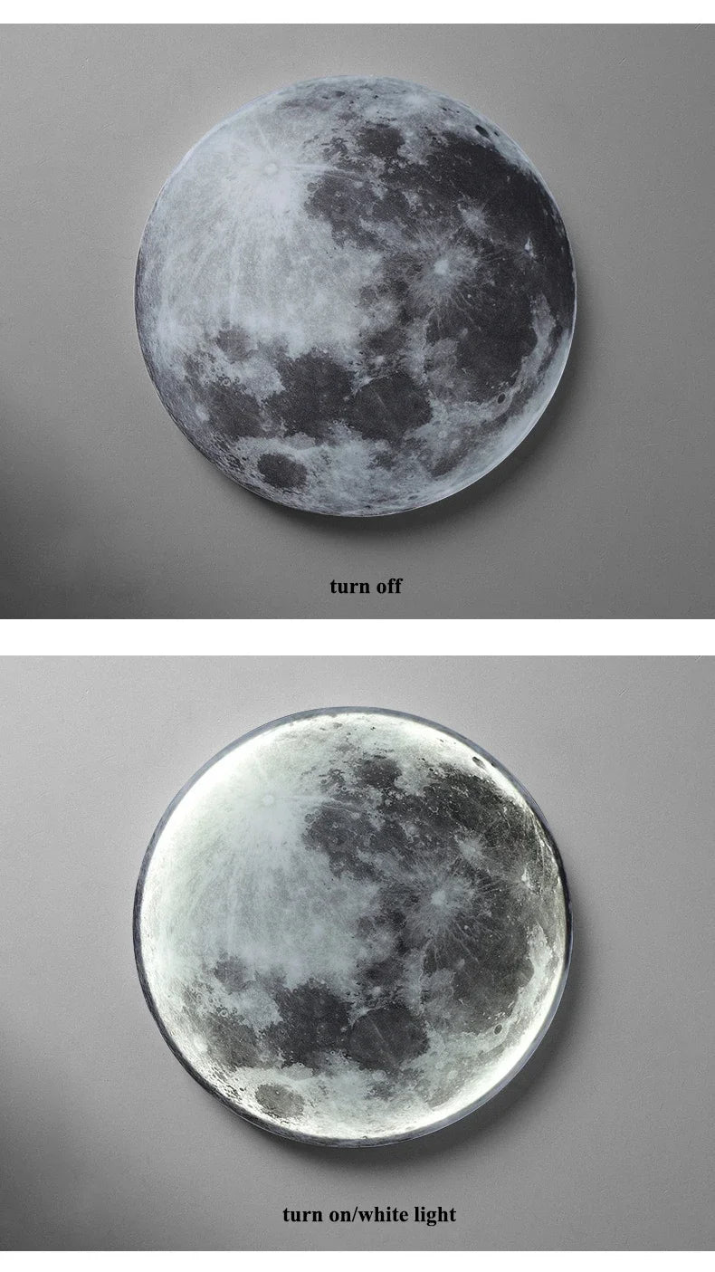 Modern 3D Moon Led Wall Lamp Living Room Background Light Home Decor Lamparas Bedroom Bedside Lighting Corridor Sconce Luminaire