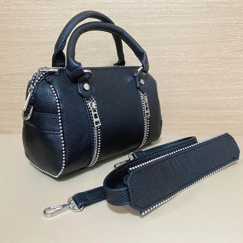 2025 nouveau zv haute qualité Y2K Lychee noir sac à bandoulière en cuir femmes seau sac oreiller sac