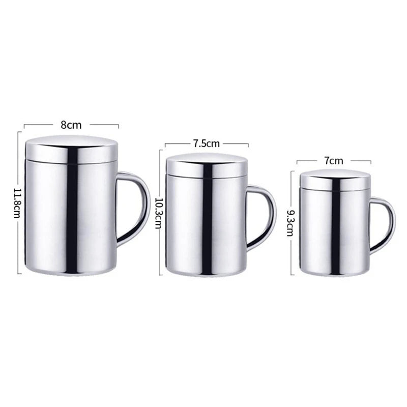 400ML Double Wall Anti Scalding Coffee Mug Insulated Portable Stainless Drink Cup Drinking Cup Steel Polishing Beer Tea Juice