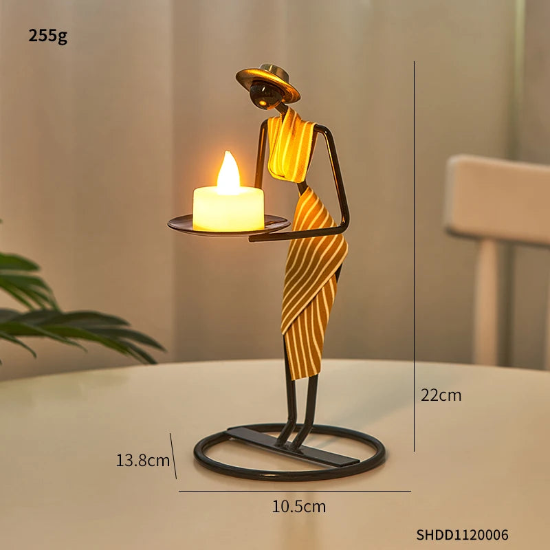 Rustic Wedding Table Centerpiece Decor Living Room Human Figurines Candlestick Gifts Candle Holders Home Decoration Accessories