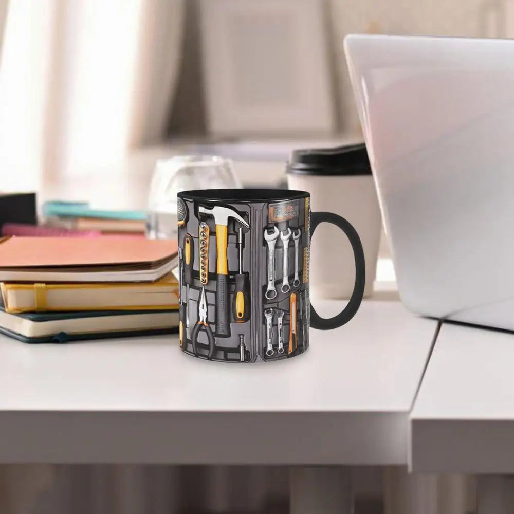 Mechanic Black Mug Black Ceramic Coffee Cup For Mechanics Large Toolbox Coffee Cup Tea Mug For Water Whiskey Soup Juice Wine