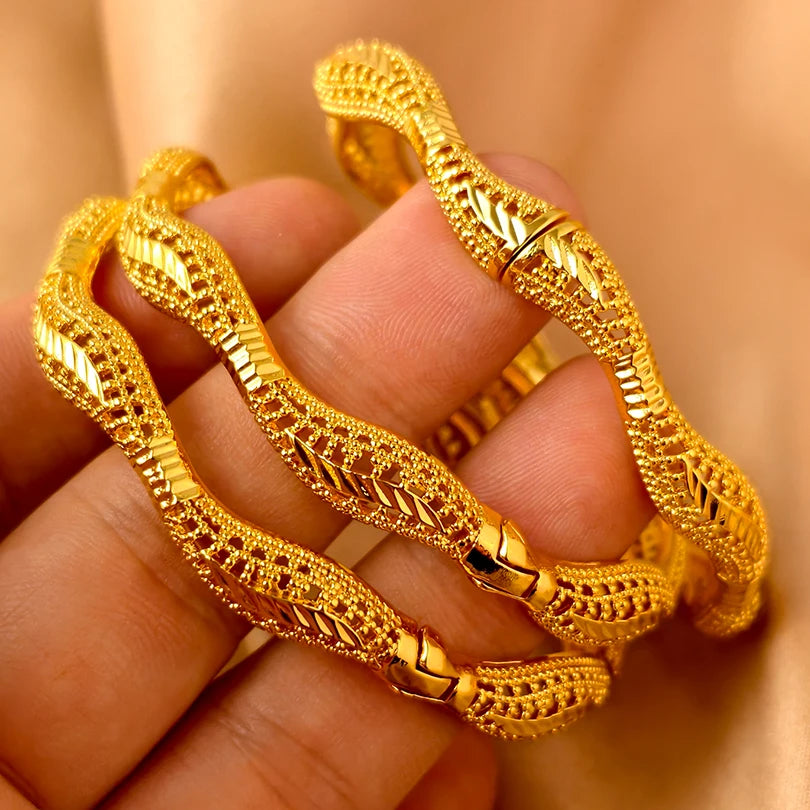 Dubai Gold Plated Bangles For Women Fashion Round Bracelet Flower Bracelet Feast Bijoux