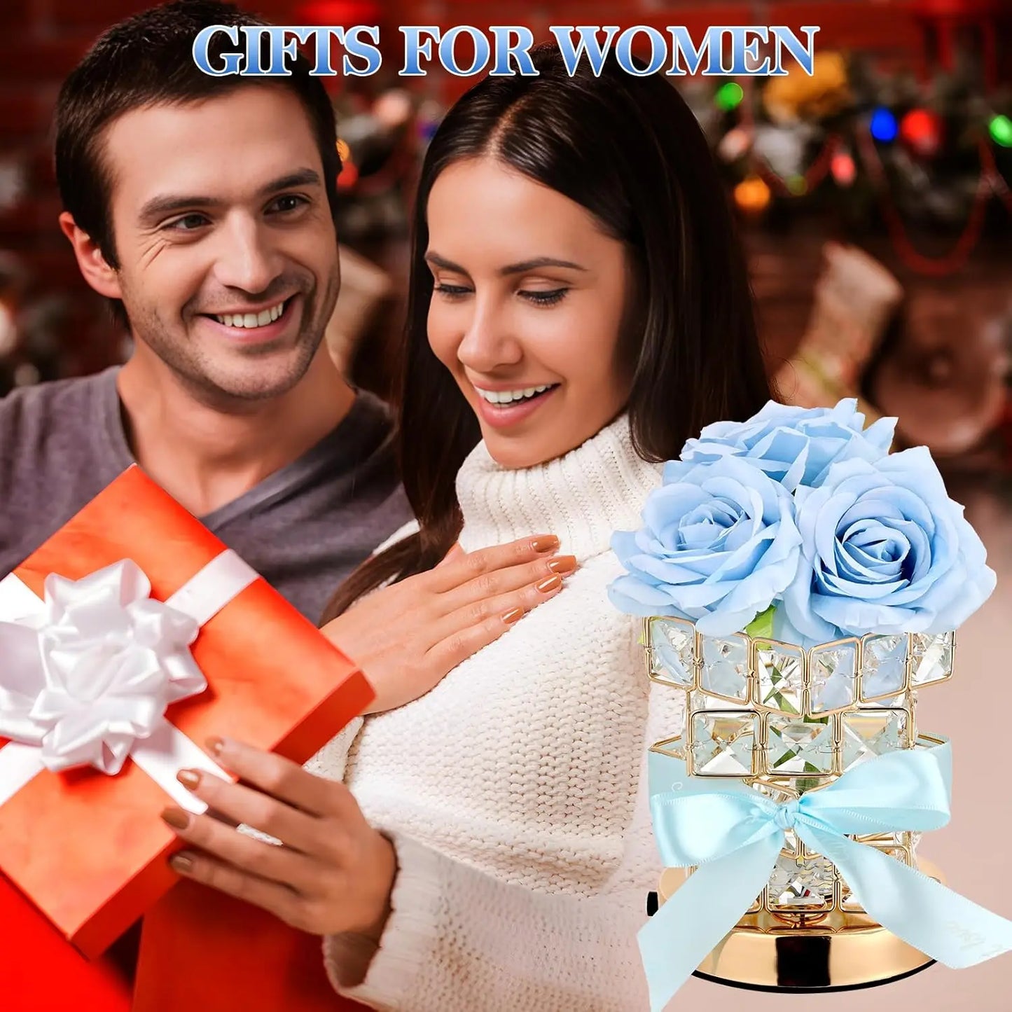 LED Crystal Rose Table Lamp 3 Colors Dimmable Magic Cube Rose Creative Atmosphere Lights Bedroom Bedside Decor Lighting Gift 