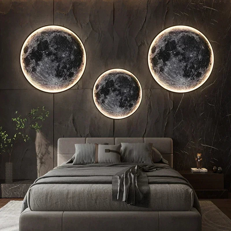 Modern 3D Moon Led Wall Lamp Living Room Background Light Home Decor Lamparas Bedroom Bedside Lighting Corridor Sconce Luminaire