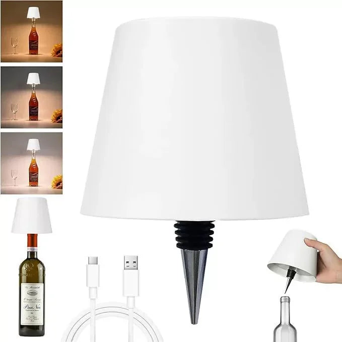 Lampe de table en forme de bouteille sans fil, commande tactile, 3 couleurs, gradation en continu, veilleuse adaptée au bar,