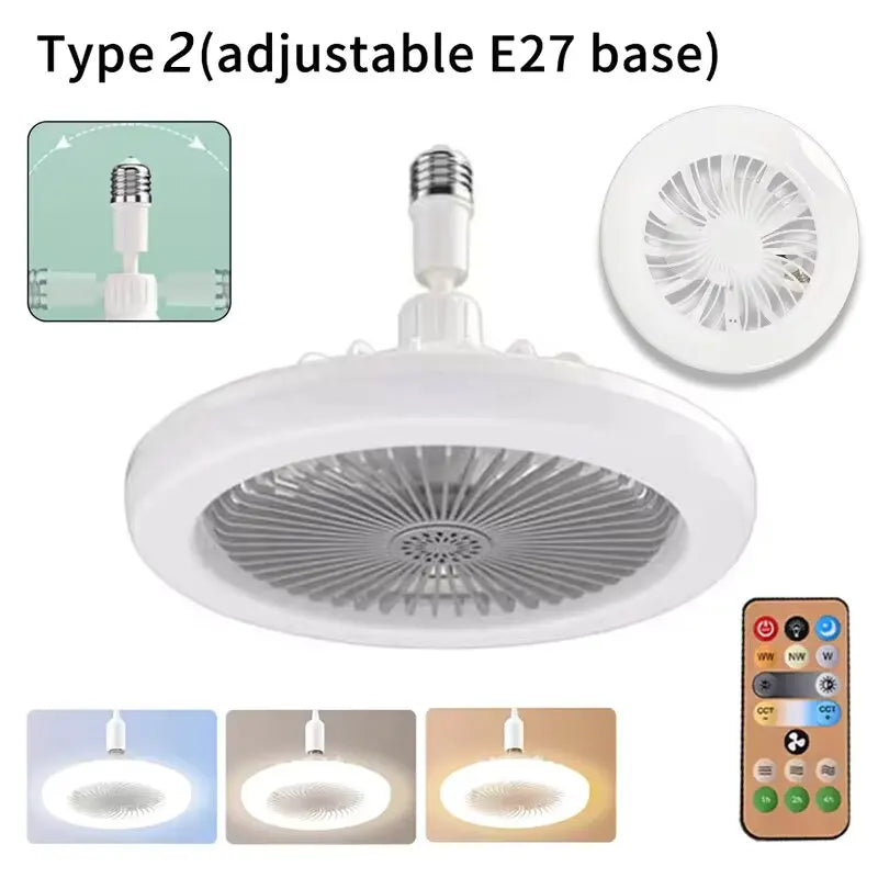 Modern Indoor 30W Ceiling Fan Lamp 360°Rotating with Remote Control E27 Living Room Bedroom Lighting LED Decorative Lights 2in1