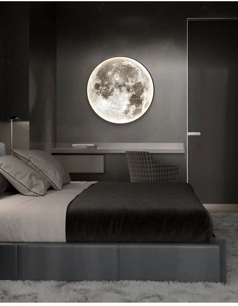 Modern 3D Moon Led Wall Lamp Living Room Background Light Home Decor Lamparas Bedroom Bedside Lighting Corridor Sconce Luminaire