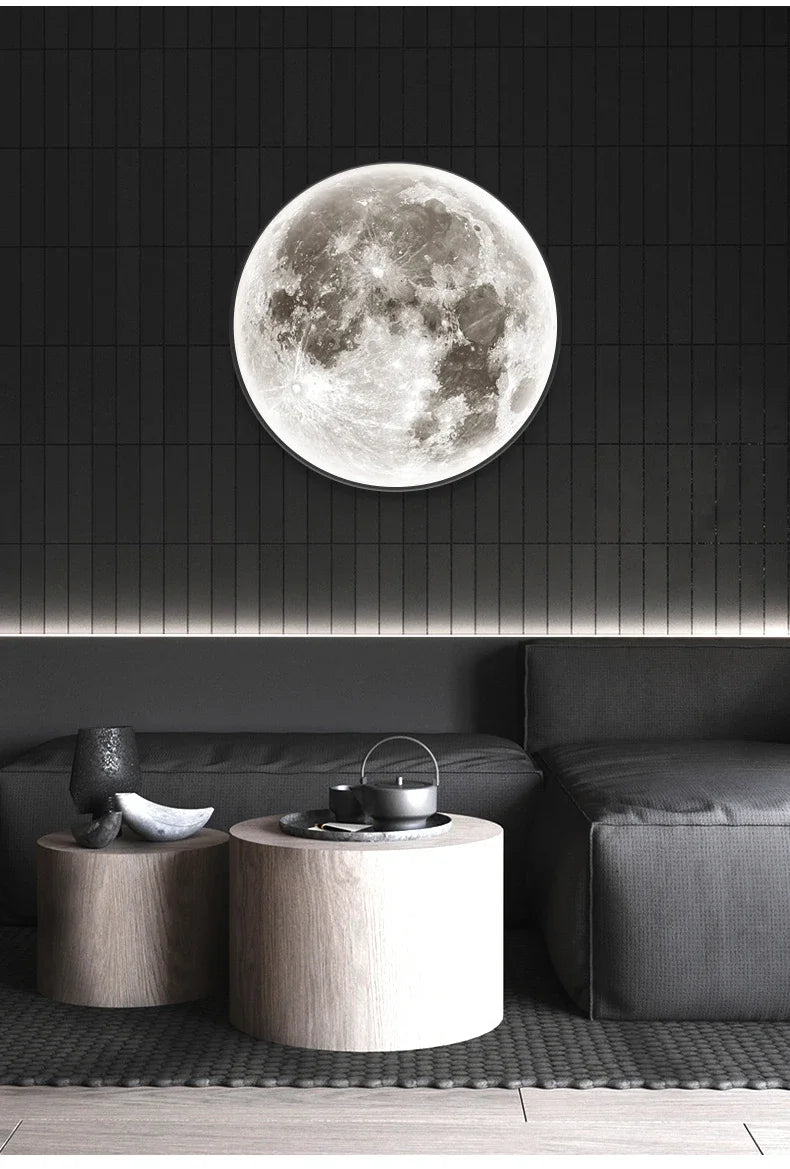 Modern 3D Moon Led Wall Lamp Living Room Background Light Home Decor Lamparas Bedroom Bedside Lighting Corridor Sconce Luminaire